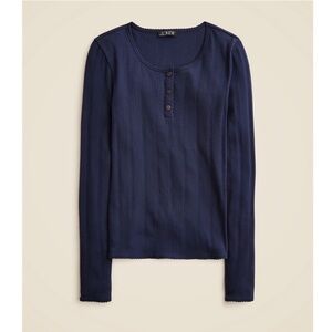 J Crew Pointelle Henley in Navy size M